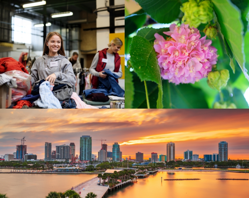 Collage featuring the Advanced Dental Associates of Tampa Palms team volunteering in community