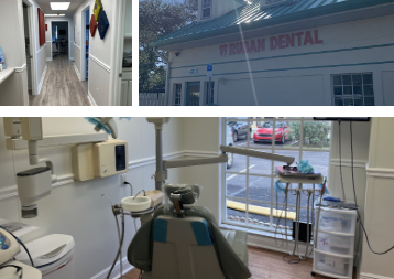 Collage featuring interior and exterior of Tampa dental office